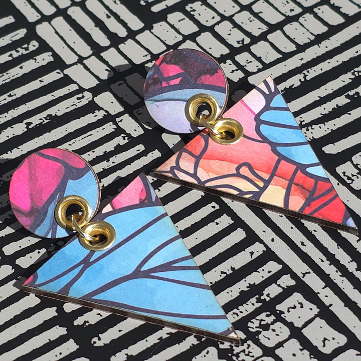 Elementa Earrings | Thread & Timber Collection | Lightweight Wood & Textile Statement Posts