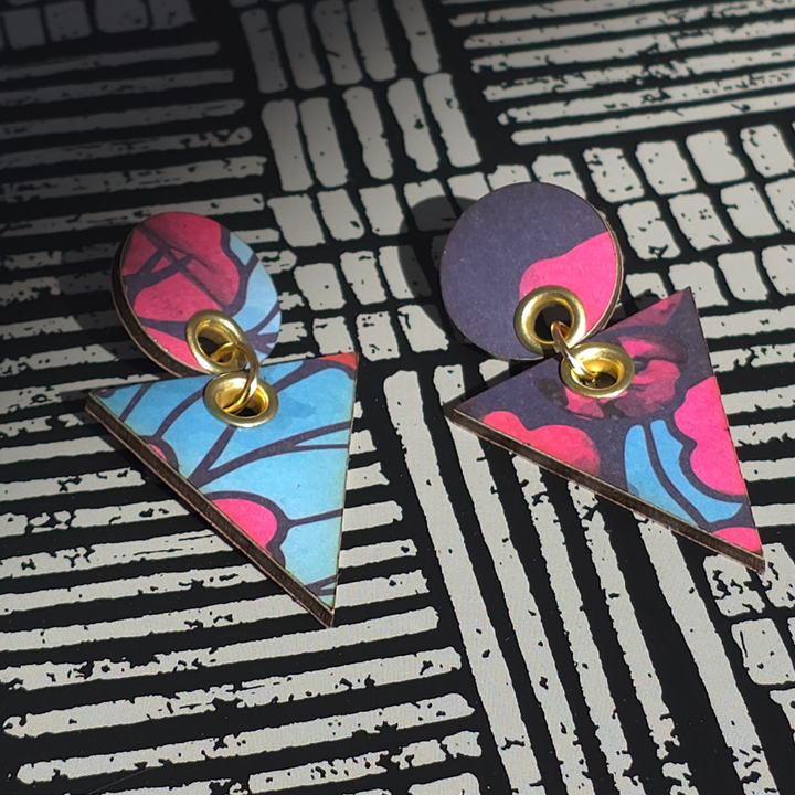 Elementa Earrings | Thread & Timber Collection | Lightweight Wood & Textile Statement Posts