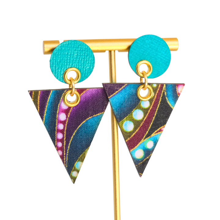 Elementa Earrings | Thread & Timber Collection | Lightweight Wood & Textile Statement Posts