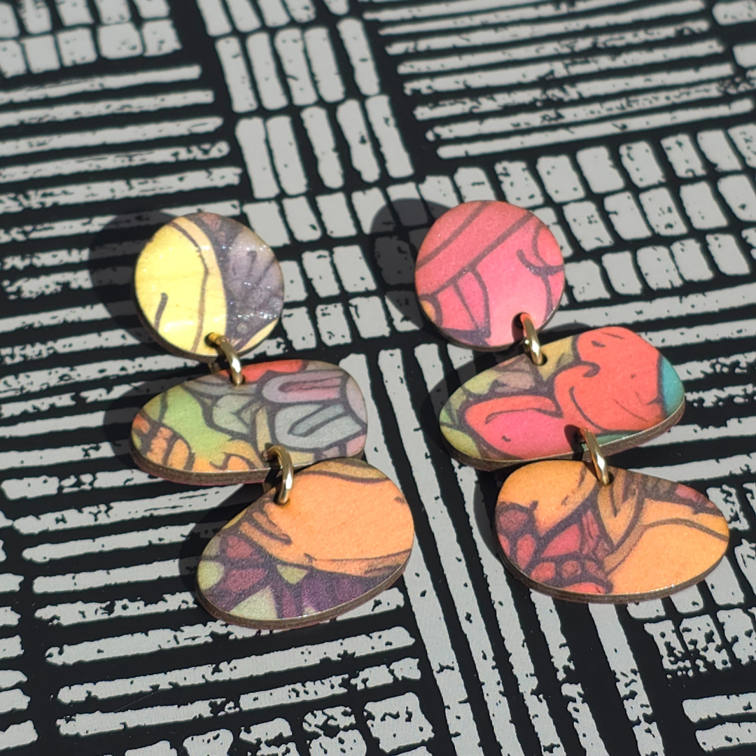 Stacked Pebble Drops | Thread & Timber Collection | Lightweight Wood & Textile Statement Posts