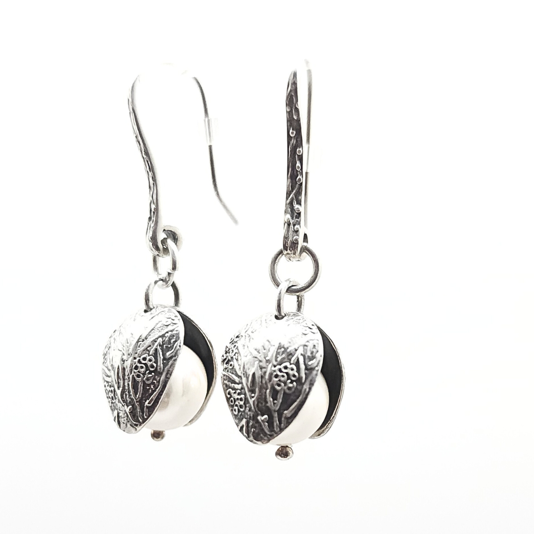 Apparel & Accessories > Jewelry Sterling Silver Clamshell Earrings , Women's Earrings - Eclectically Simple, LLC
