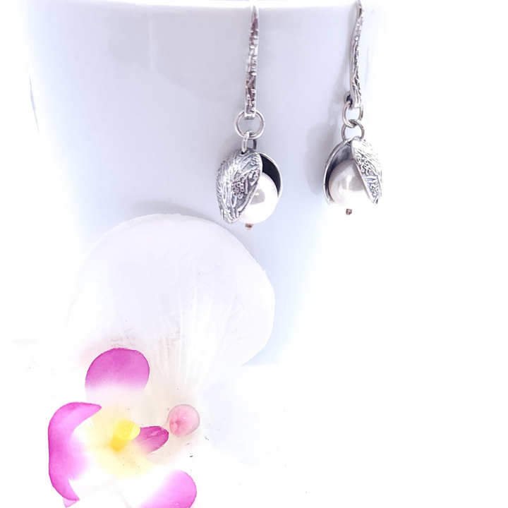 Apparel & Accessories > Jewelry Sterling Silver Clamshell Earrings , Women's Earrings - Eclectically Simple, LLC