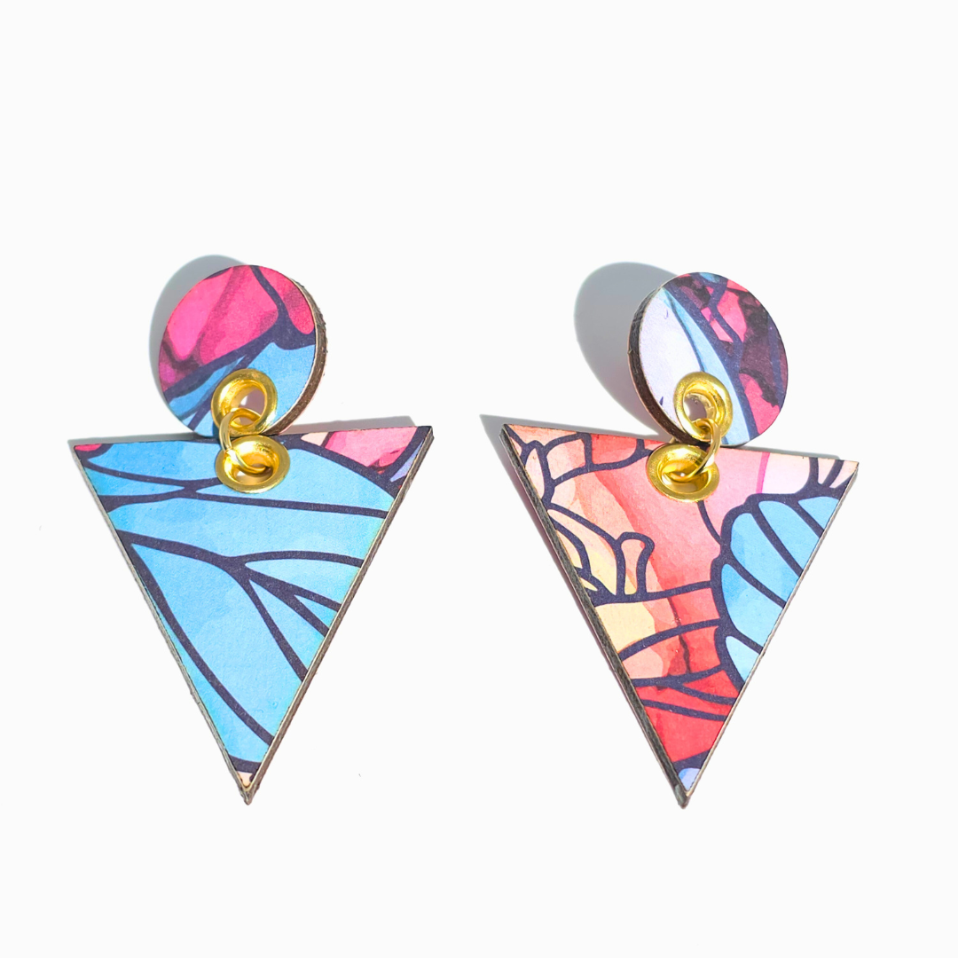 Elementa Earrings | Thread & Timber Collection | Lightweight Wood & Textile Statement Posts