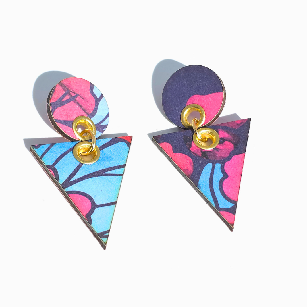 Elementa Earrings | Thread & Timber Collection | Lightweight Wood & Textile Statement Posts