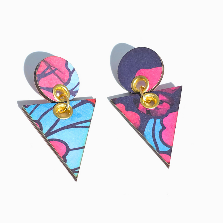 Elementa Earrings | Thread & Timber Collection | Lightweight Wood & Textile Statement Posts
