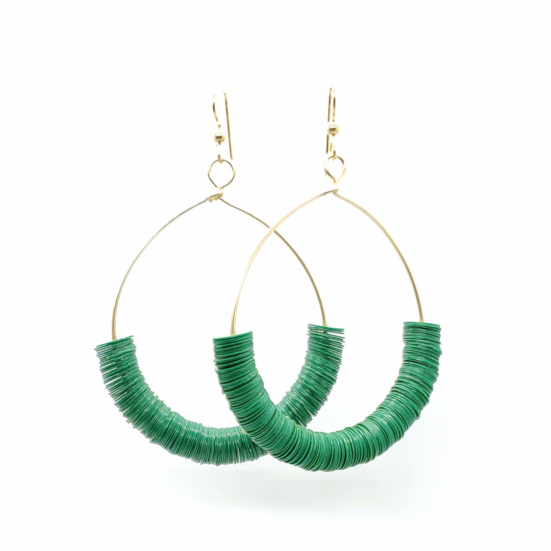 Color block hoop earrings in forest green
