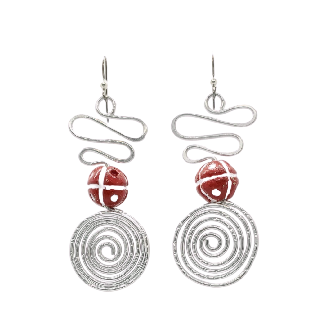 Aluminum Red Spiral Earrings - Eclectically Simple