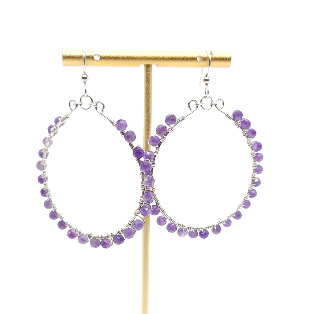 Apparel & Accessories > Jewelry Gemstone Hoops , Women's Earrings - Eclectically Simple, LLC