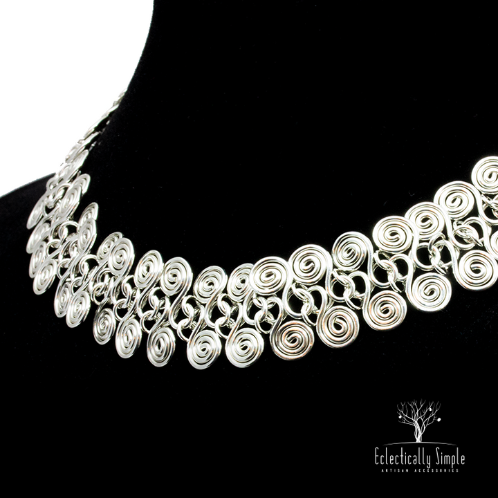 Hand Coiled Egyptian Style Swirl Link Necklace - Eclectically Simple