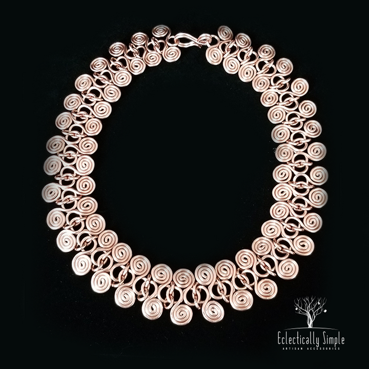 Hand Coiled Egyptian Style Swirl Link Necklace - Eclectically Simple