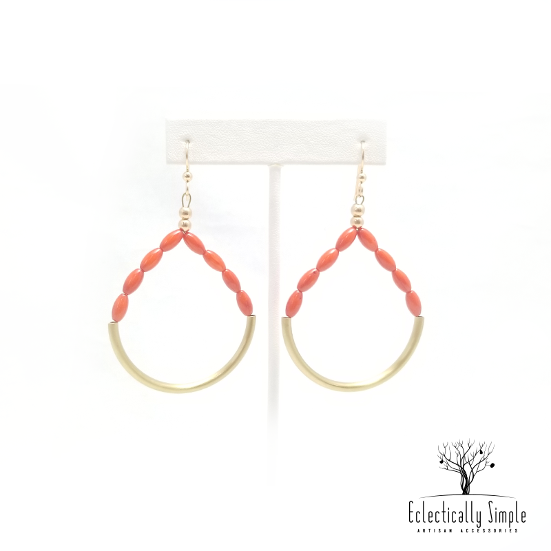 Brass Coral Hoop Earrings - Eclectically Simple