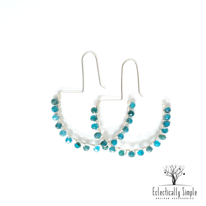 Studded Gemstone Ear wire Hoop Earring - Eclectically Simple